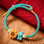 Buddha Stones Hand-Woven Red String Sunflower Luck Bracelet