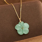 FREE Today: Positivity and Luck Natural Green Aventurine Five Petal Flower Necklace