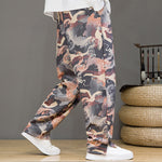 Buddha Stones Spring Summer Casual Drawstring Crane Print Ankle Pants Men's Harem Pants With Pockets