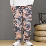 Buddha Stones Spring Summer Casual Drawstring Crane Print Ankle Pants Men's Harem Pants With Pockets