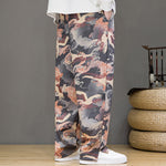 Buddha Stones Spring Summer Casual Drawstring Crane Print Ankle Pants Men's Harem Pants With Pockets