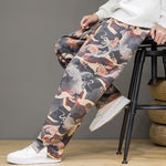 Buddha Stones Spring Summer Casual Drawstring Crane Print Ankle Pants Men's Harem Pants With Pockets
