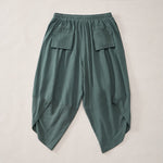 Buddha Stones Summer Casual Vintage Drawstring Crane Print Capri Pants Men's Harem Pants With Pocket