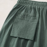 Buddha Stones Summer Casual Vintage Drawstring Crane Print Capri Pants Men's Harem Pants With Pocket