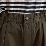 Buddha Stones Casual Solid Color One Top Button Elastic Waistband Women's Pants With Pockets