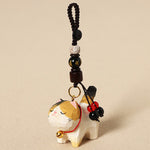 Buddha Stones Carved Wood Cat Om Mani Padme Hum Peace Keychains