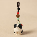 Buddha Stones Carved Wood Dog Om Mani Padme Hum Wisdom Keychains