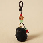 Buddha Stones Carved Wood Dog Om Mani Padme Hum Wisdom Keychains