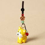 Buddha Stones Carved Wood Dog Om Mani Padme Hum Wisdom Keychains