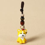 Buddha Stones Carved Wood Dog Om Mani Padme Hum Wisdom Keychains