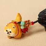 Buddha Stones Carved Wood Dog Om Mani Padme Hum Peace Keychains
