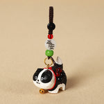 Buddha Stones Carved Wood Dog Om Mani Padme Hum Peace Keychains