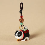Buddha Stones Carved Wood Dog Om Mani Padme Hum Peace Keychains