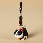 Buddha Stones Carved Wood Dog Om Mani Padme Hum Peace Keychains