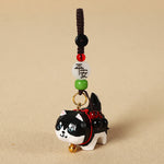 Buddha Stones Carved Wood Dog Om Mani Padme Hum Peace Keychains