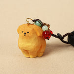 Buddha Stones Carved Wood Dog Om Mani Padme Hum Creativity Keychains