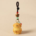 Buddha Stones Carved Wood Dog Om Mani Padme Hum Creativity Keychains