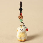 Buddha Stones Carved Wood Dog Om Mani Padme Hum Creativity Keychains