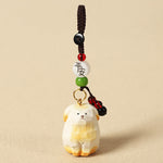 Buddha Stones Carved Wood Dog Om Mani Padme Hum Creativity Keychains