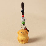 Buddha Stones Carved Wood Dog Om Mani Padme Hum Creativity Keychains