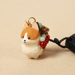 Buddha Stones Carved Wood Corgi Om Mani Padme Hum Peace Keychains
