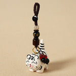 Buddha Stones Carved Wood Tiger Om Mani Padme Hum Focus Keychains