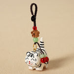 Buddha Stones Carved Wood Tiger Om Mani Padme Hum Focus Keychains