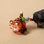 Buddha Stones Carved Wood Tiger Om Mani Padme Hum Focus Keychains