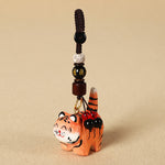 Buddha Stones Carved Wood Tiger Om Mani Padme Hum Focus Keychains