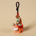 Buddha Stones Carved Wood Tiger Om Mani Padme Hum Focus Keychains