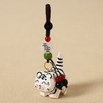 Buddha Stones Carved Wood Tiger Om Mani Padme Hum Focus Keychains