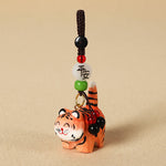 Buddha Stones Carved Wood Tiger Om Mani Padme Hum Focus Keychains