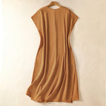 Buddha Stones Summer Elegant Minimalist Solid Women's Summer Sleeveless Dress With Pocket