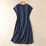 Buddha Stones Summer Elegant Minimalist Solid Women's Summer Sleeveless Dress With Pocket