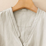 Buddha Stones Summer Casual Minimalist V-Neck Button-Up Solid Tank Top Women's Sleeveless Shirts