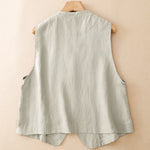 Buddha Stones Summer Casual Minimalist V-Neck Button-Up Solid Tank Top Women's Sleeveless Shirts