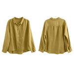 Buddha Stones Spring Embroidery Long Sleeve Colorful Button Label  Women's Shirt