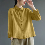 Buddha Stones Spring Embroidery Long Sleeve Colorful Button Label  Women's Shirt