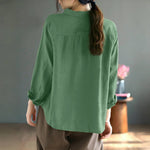 Buddha Stones Spring Embroidery Long Sleeve Colorful Button Label  Women's Shirt