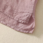 Buddha Stones Summer Plain Red Buttons Short Sleeve Women's Shirt