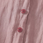 Buddha Stones Summer Plain Red Buttons Short Sleeve Women's Shirt