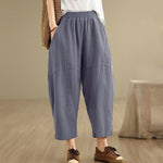 Buddha Stones Spring 7-8 Length Solid Color Women's Harem Pants With Pockets