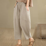 Buddha Stones Spring 7-8 Length Solid Color Women's Harem Pants With Pockets