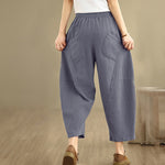 Buddha Stones Spring 7-8 Length Solid Color Women's Harem Pants With Pockets