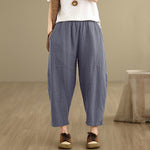 Buddha Stones Spring 7-8 Length Solid Color Women's Harem Pants With Pockets