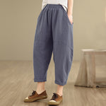 Buddha Stones Spring 7-8 Length Solid Color Women's Harem Pants With Pockets