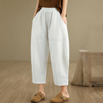 Buddha Stones Spring 7-8 Length Solid Color Women's Harem Pants With Pockets