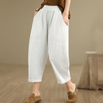 Buddha Stones Spring 7-8 Length Solid Color Women's Harem Pants With Pockets