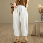 Buddha Stones Spring 7-8 Length Solid Color Women's Harem Pants With Pockets