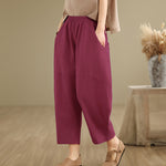 Buddha Stones Spring 7-8 Length Solid Color Women's Harem Pants With Pockets
